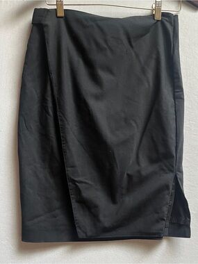 Club Monaco Wool Black Faux Wrap Skirt Sz 8